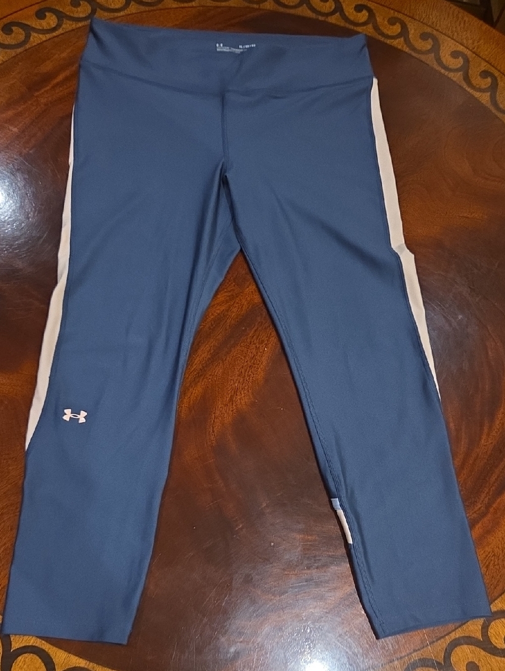 Under Armour Navy Leggings with Light Pink Side Panels - Girls
